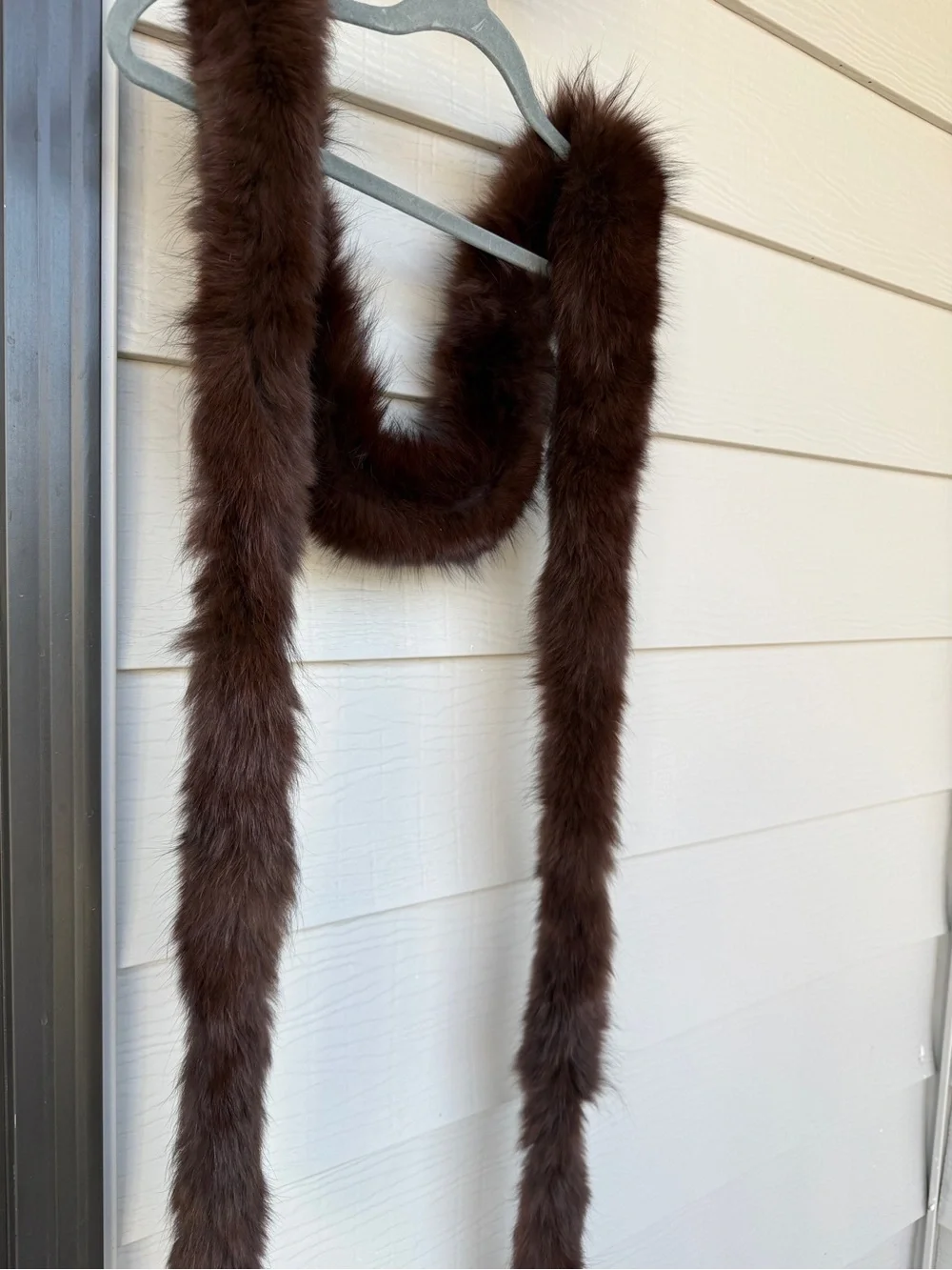 Vintage Genuine Brown Animal Fur Boa Scarf Stole – Extra Long 108” / 9 Ft